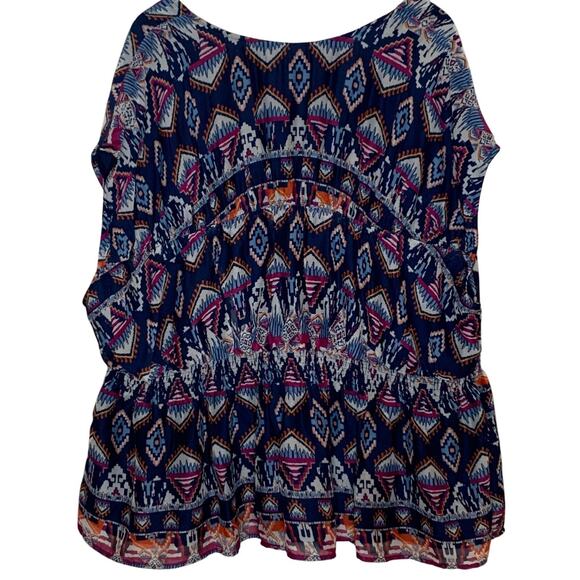 Old Navy Top NWT Women's 3x Blouson Sleeveless Colorful Fairy Navy Pop of Pink - Picture 2 of 7